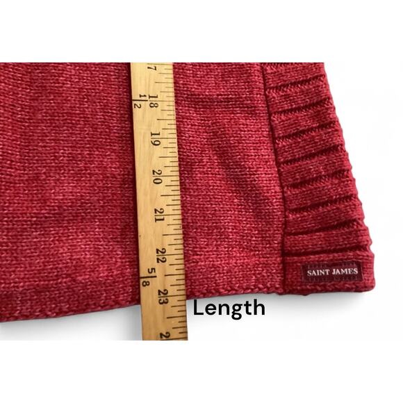 Saint James wool blend magnetic closure ribbed knit cardigan M red pink France - Picture 5 of 9